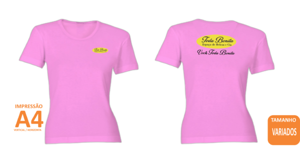 Camisa Baby Look Feminino - Impressão nas costas e logo na Frente - 01 unid.