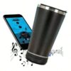 Copo Termico com caixa de som removivel e Led Bluetooth recarregavel inox com tampa colorida abridor 420ml - Cor Preto - Produto Novo