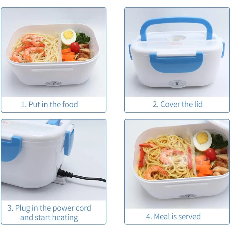 Marmita Térmica Elétrica Almoço Aquecido Plástico - 110v Casa - Modelo A991 - Cor Azul - Produto Novo