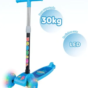 Patinete Infantil 3 Rodas LED Dobrável - Scooter Seguro para Crianças - Cor Azul - Produto Novo