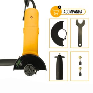 Esmerilhadeira Lixadeira Angular 115mm 110V BOMDER - Entrega Rápida - Cor amarela - Produto Novo