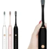 Escova de Dentes Elétrica Ultra-sônica Recarregável - Saúde Bucal Avançada - Cor Preta - Produto Novo