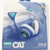 Fone de Ouvido Bluetooth Infantil Orelha de Gatinho com LED - Sem Fio e Divertido - Cor Azul - Produto Novo