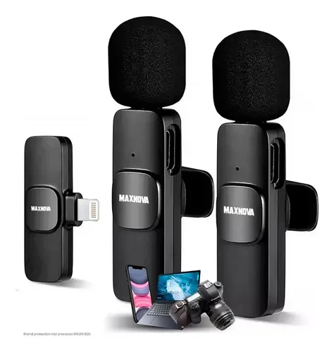 Microfone De Lapela Profissional Sem Fio - iPhone - 2in1 - Cor Preto - Produto Novo
